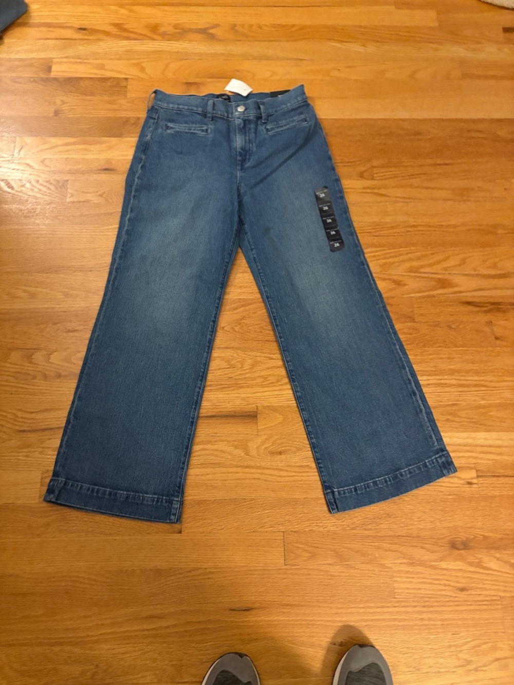 NWT J. Crew Wide Cropped Leg Women's Jeans in Blue - Classic Denim